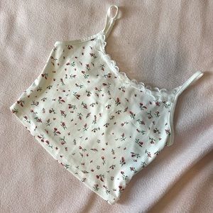 White floral tank with lace
